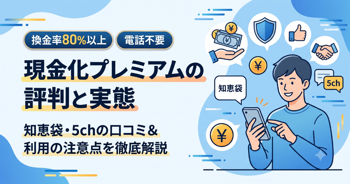 現金化プレミアムの口コミ評判を実調査|換金率80%の実態と注意点