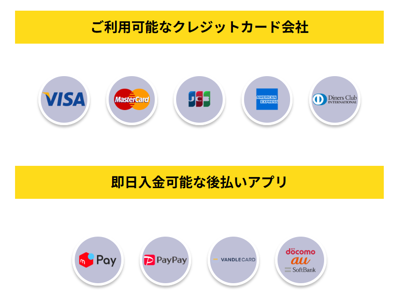 オンラインキャッシュの対応カード