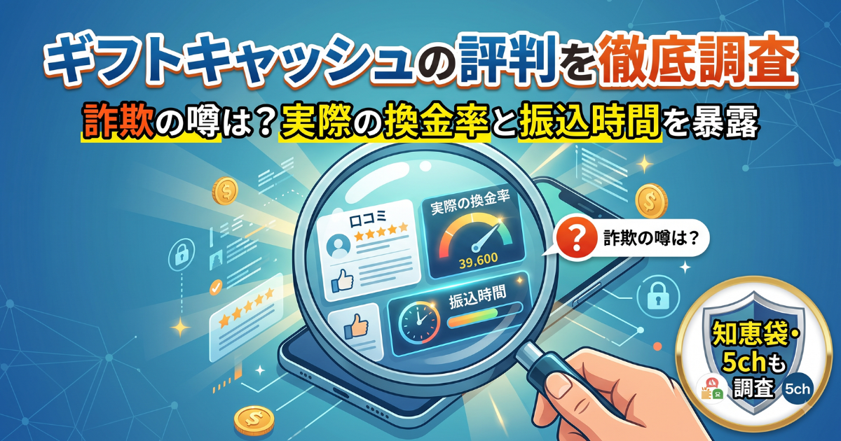 ギフトキャッシュの口コミ・評判は?知恵袋の実態・換金率を調査