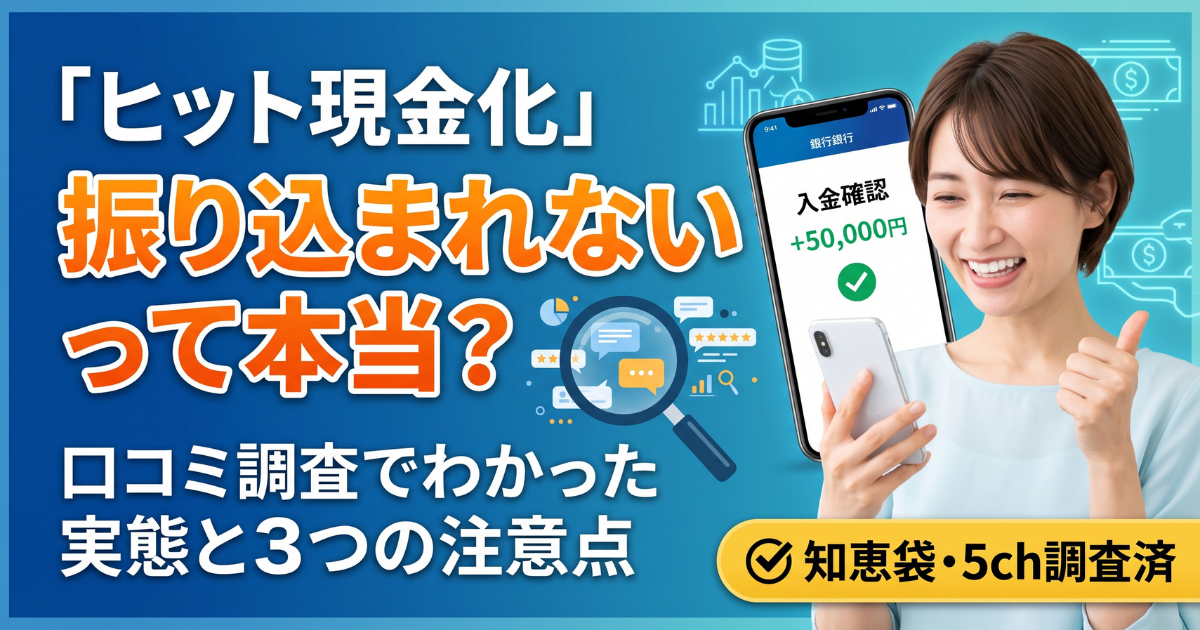 ヒット現金化は振り込まれない?口コミ・評判と買取率96.5%の実態を検証