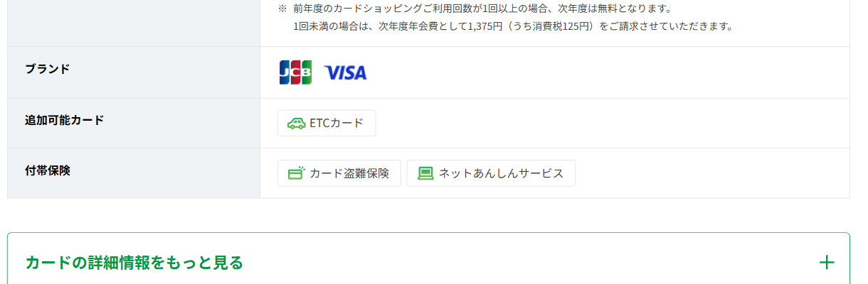 ACPOカードのカード基本情報（ブランド・付帯保険）