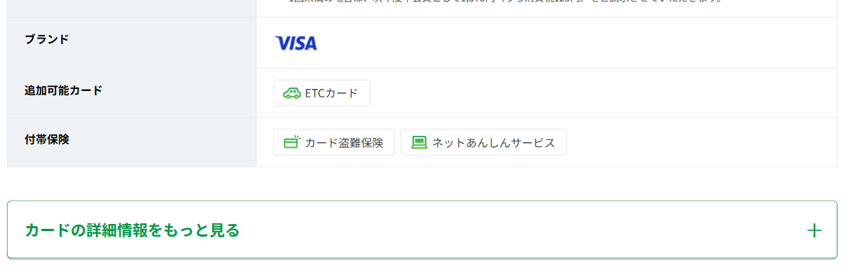 スマイルクレジットカードのカード基本情報（ポイント・付帯サービス）