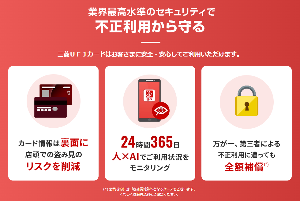 三菱ＵＦＪカードのページの不正利用の補償