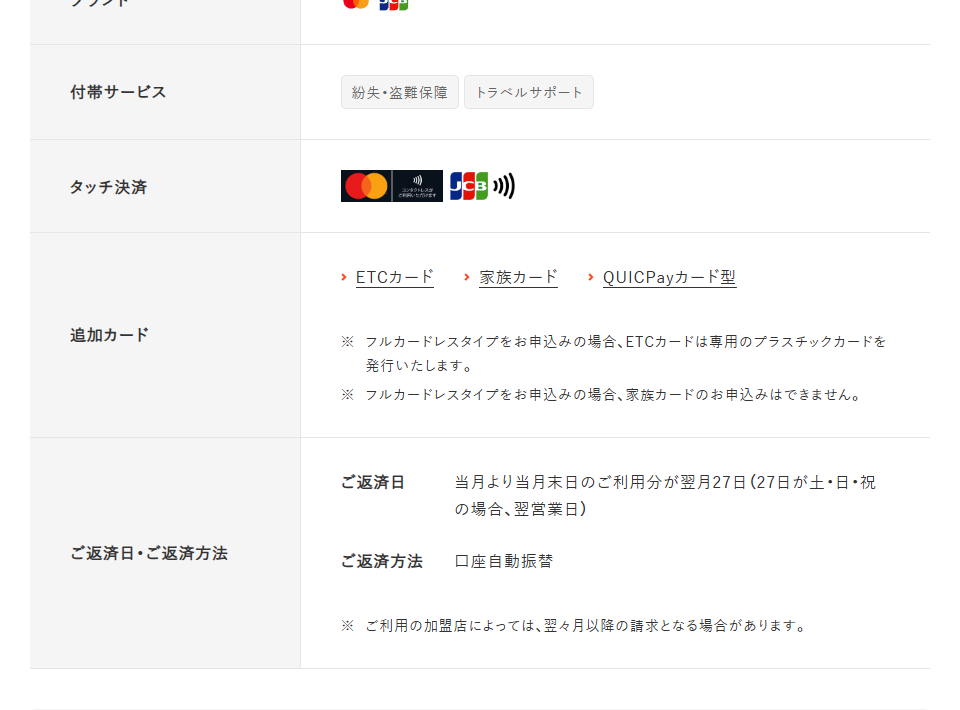 Orico Card THE POINTの基本情報（ブランド・付帯サービス・ご返済日）