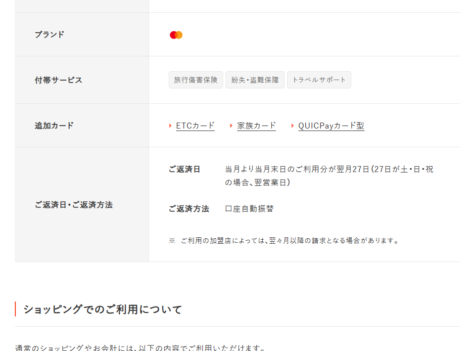 UPtyの基本情報（ブランド・付帯サービス・ご返済日）
