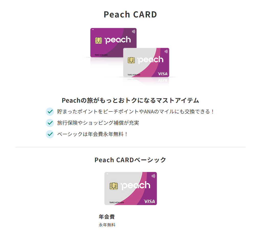 三井住友カードのPeach CARDのページ