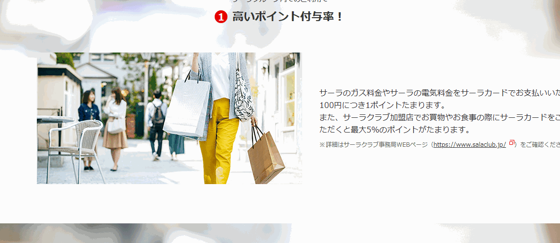 サーラカードのページのカードの特長