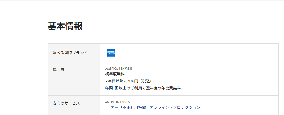 TOHO-ONEセゾンカードのページの基本情報。年会費などを記載している