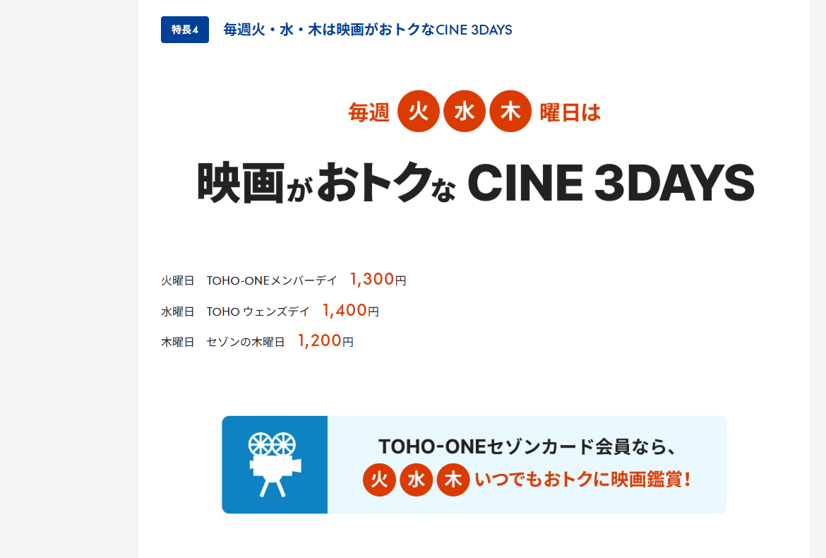 TOHO-ONEセゾンカードのページのカードの特長（続き）