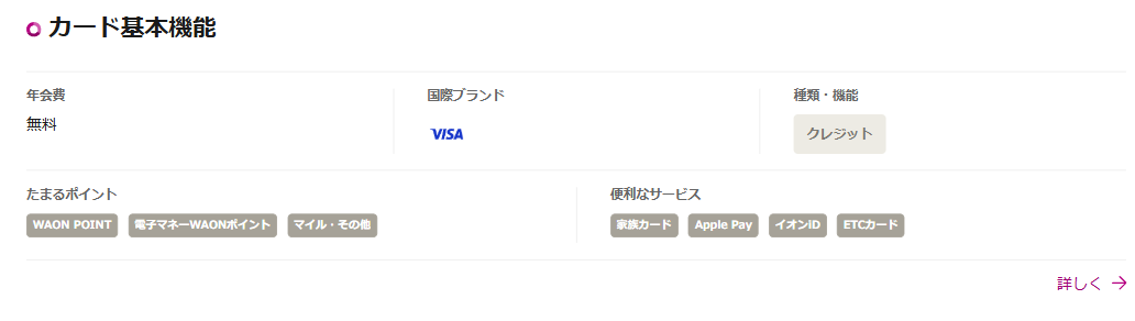 イオンスマートペイカードの年会費などの基本情報