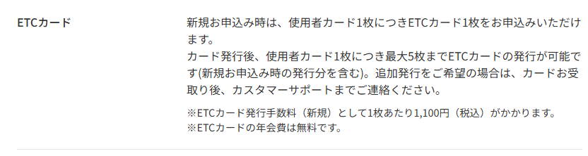 法人決済用APLUS CARD withの年会費などの基本情報