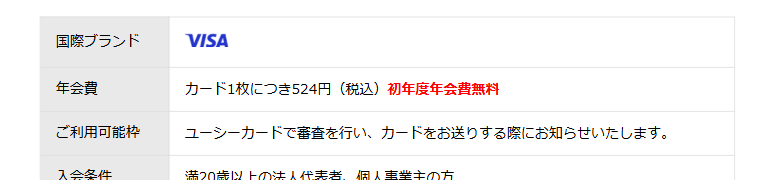 ビュービジネスオーナーズカードの年会費などの基本情報