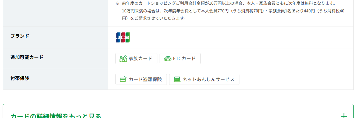 C PLUS CARDのカード基本情報（ブランド・付帯保険）
