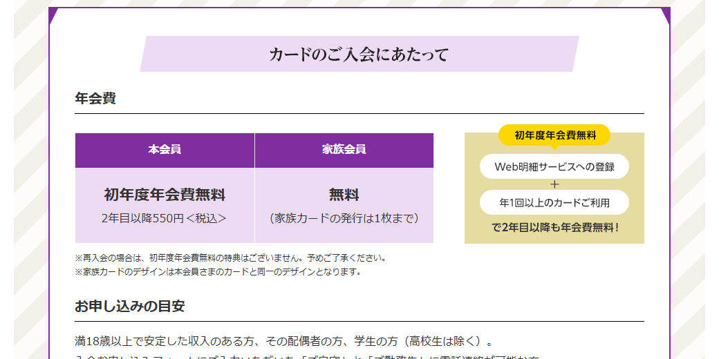 FAIRY TAIL エムアイカードの年会費などの基本情報