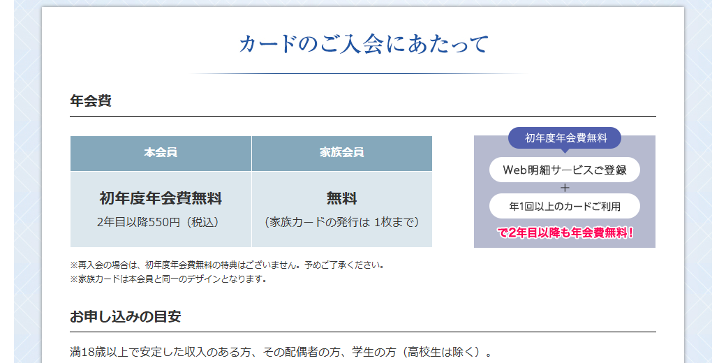 劇場版FGOキャメロット エムアイカードの年会費などの基本情報