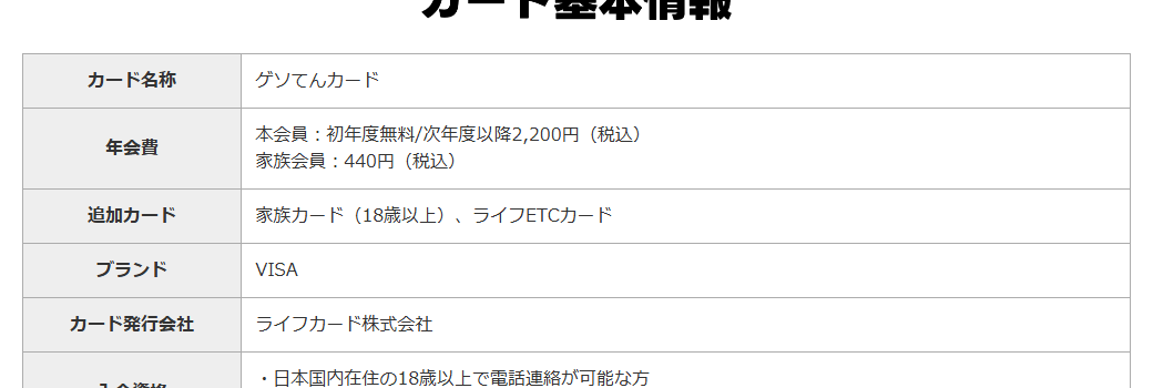 ゲソてんカードの公式ページ