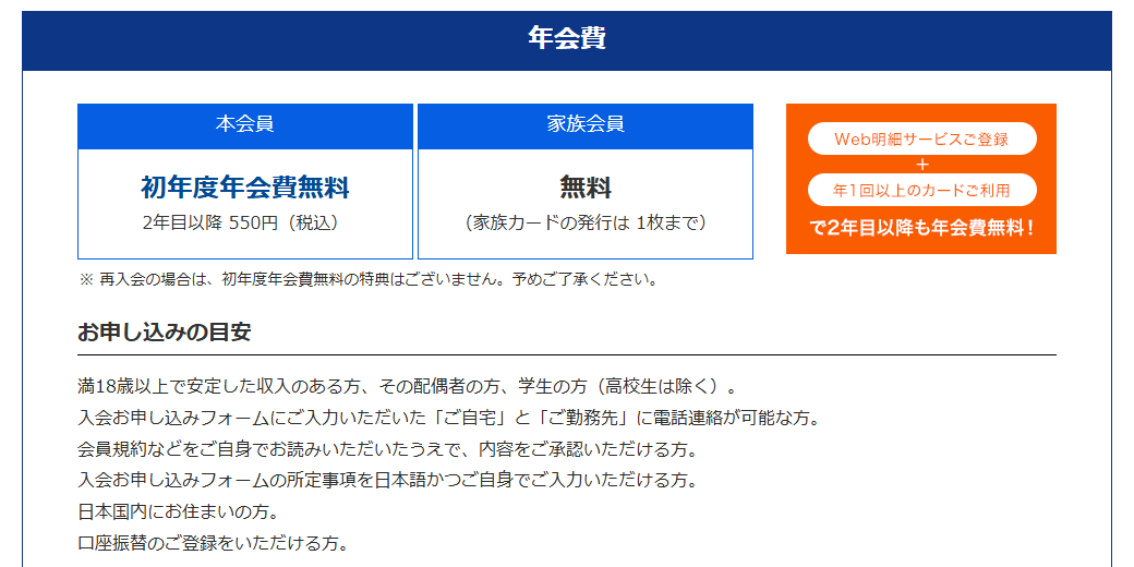 福岡ソフトバンクホークス エムアイカードの年会費などの基本情報