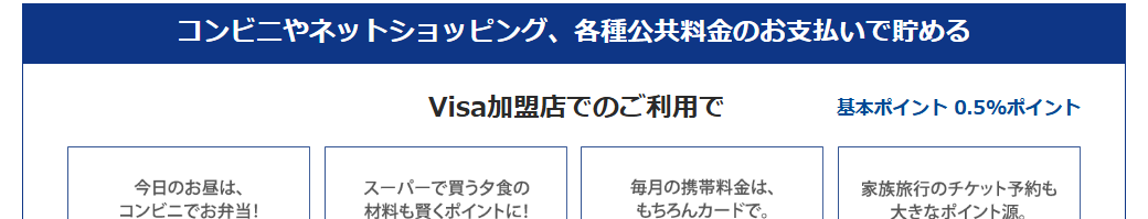 福岡ソフトバンクホークス エムアイカードの公式ページ：Visa加盟店での利用は、基本0.5%ポイント