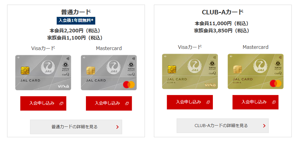 JALカード TOKYU POINT ClubQの年会費などの基本情報
