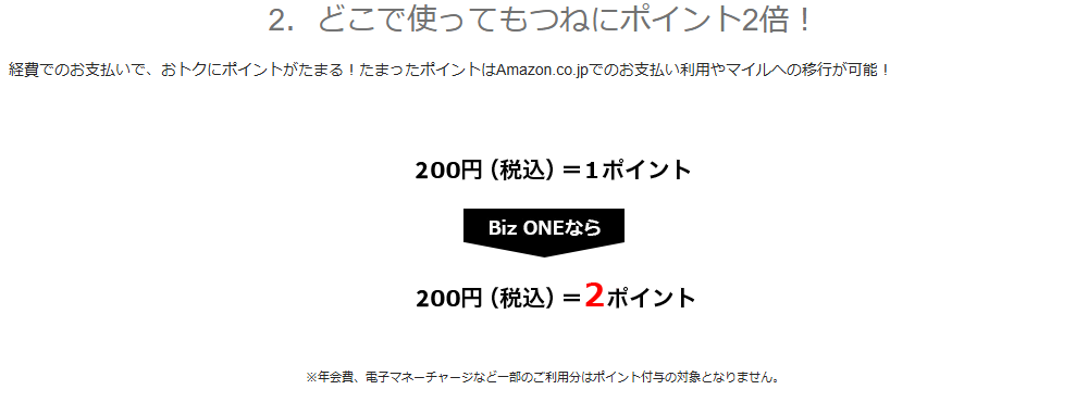 JCB Biz ONEの公式ページ：年会費や電子マネーチャージなどは、ポイントの対象外