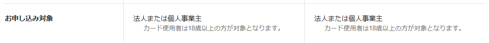 ビジネスプラス法人の基本情報：お申し込み対象