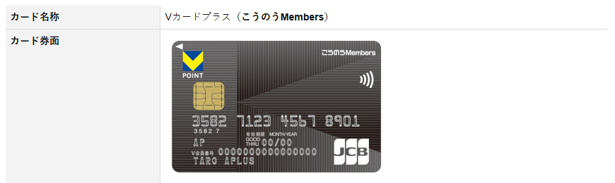 Vカードプラス(こうのうMembers)の公式ページ