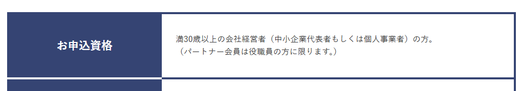 for Ownersカードの公式ページ：申し込めるのは満30歳以上の会社経営者（中小企業の代表者か個