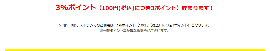 ラシック エムアイカードの公式ページ:7階・8階のレストランの利用は、1%ポイント