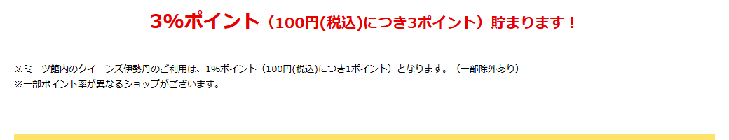 ミーツ エムアイカードの公式ページ：ミーツ館内でも、クイーンズ伊勢丹の利用は1%ポイント