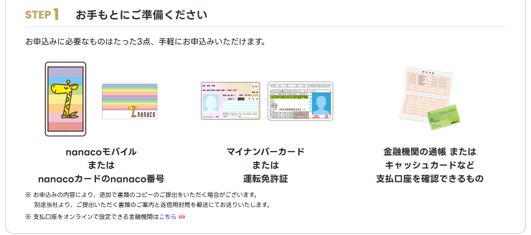 nanacoクレジットカードの申込みに必要なもの