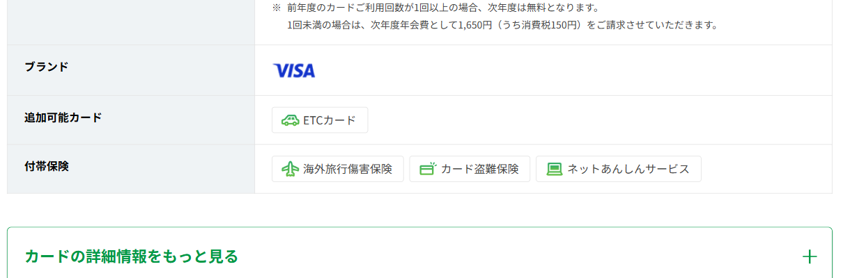 R-styleカードのカード基本情報（ブランド・付帯保険）