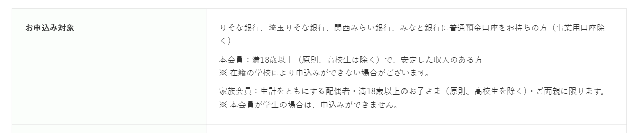 りそなクレジットカード〈クラブポイントプラス〉JCBの公式ページ：申し込めるのは、りそなグループ4行に普通預金口座がある人（事