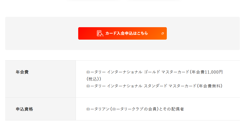 ロータリーカードの年会費と申込資格