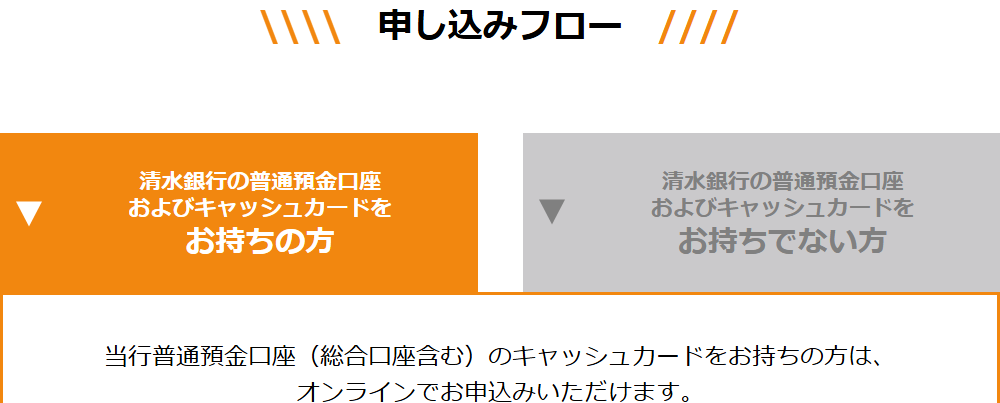 SHIMIZU With Cardの公式ページ：申し込みフロー