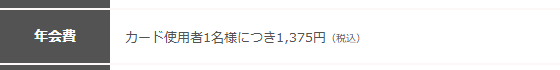たいこうビジネスカードの年会費などの基本情報