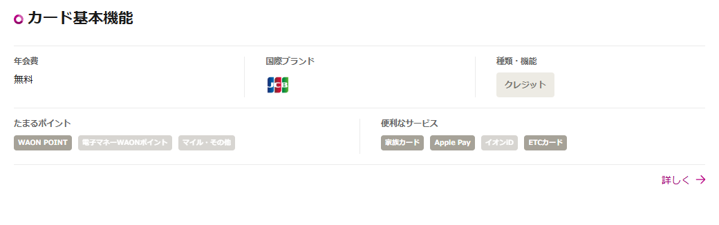 日本点字図書館カードのカード基本機能（年会費・国際ブランド・たまるポイント）
