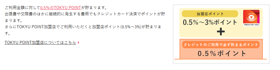 TOKYU CARDビジネスゴールドの公式ページ：利用金額の0.5%のTOKYU POINTがたまる