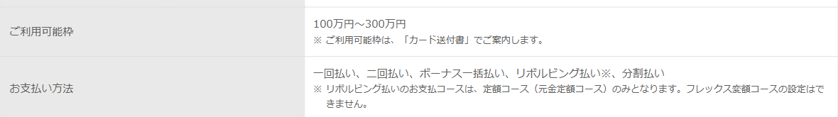 TRUST CLUB ワールドカードの公式ページ：ご利用可能枠とお支払い方法