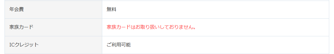 横浜バンクカードSuicaの公式ページ：家族カードの取り扱いはない